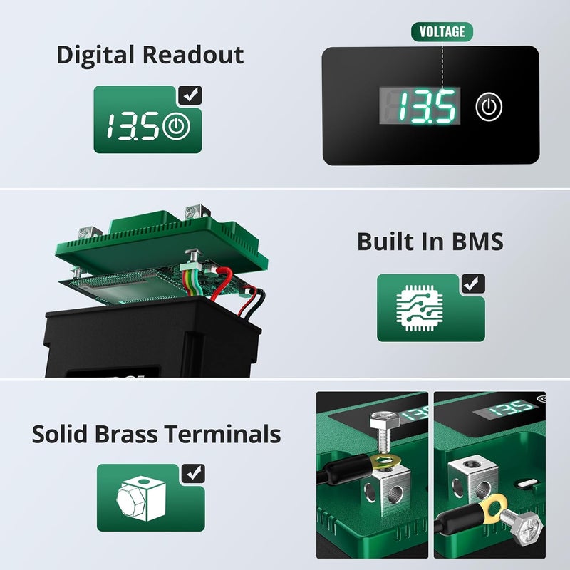 TYKOOL YTX14AHL-BS-STD LiFePO4 Lithium Motorcycle Battery,12.8V 7Ah,420CCA,Digital Readout,Powersports Battery, Fits for Motorcycle,ATV,Snowmobile,PWC. 2X Cranking Amps,5X Longer Life.Fast Charging - Image 3